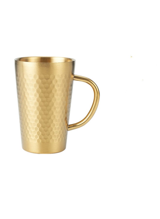 Korean-style 304 Stainless Steel Double-layer Water Cup With Handlebar Beer Cup Insulated Household Coffee Mug Restaurant Mouth Cup-Color:304 Diamond Pattern -Capacity:300ml  - Image 1