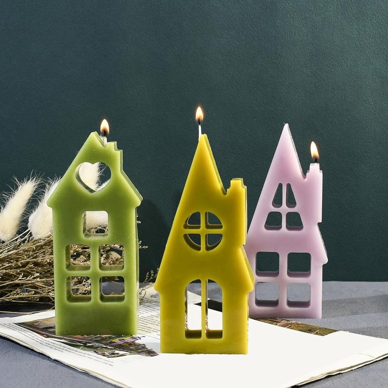 FirstTry Houses Candle Mold I 3D Fondant Chimney & Miniature House Shape Silicone Plaster Epoxy Mould I for DIY Handmade Chocolate Cake Décor Aromatherapy Soap Resin Art Craft Home Decoration (Round Window) - Image 5