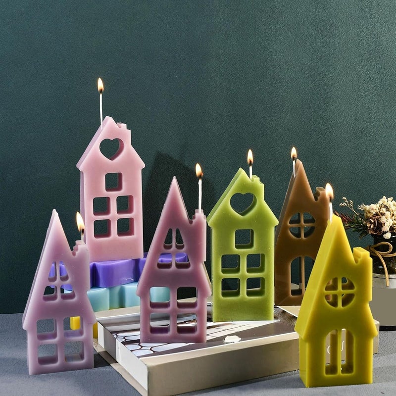 FirstTry Houses Candle Mold I 3D Fondant Chimney & Miniature House Shape Silicone Plaster Epoxy Mould I for DIY Handmade Chocolate Cake Décor Aromatherapy Soap Resin Art Craft Home Decoration (Round Window) - Image 4