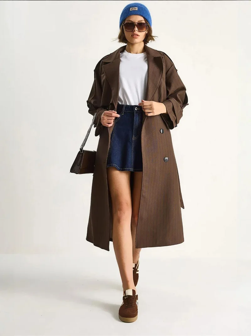 بيانكو لوتشي معطف ترنش قطني متوسط الطول من لوتشي بياقة مزدوجة