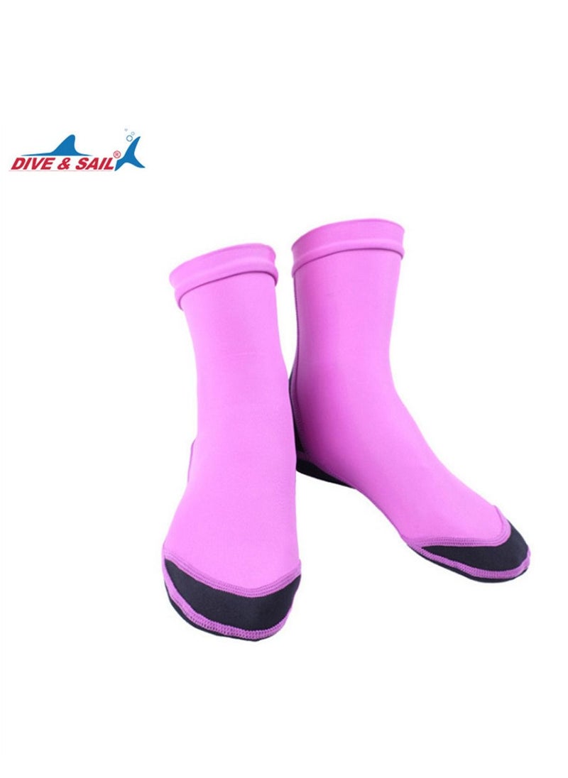 DIVE & SAIL 1.5MM Non-slip warm Wear-resistant Winter Swimming Socks Thick Winter Swimming Socks Purple 