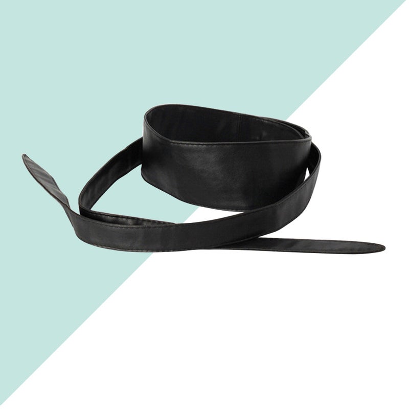 1PC Double Waist Belt PU Bowknot Tie Waist Belt for Dress Skirt Clothes Decoration (Black) - Image 5