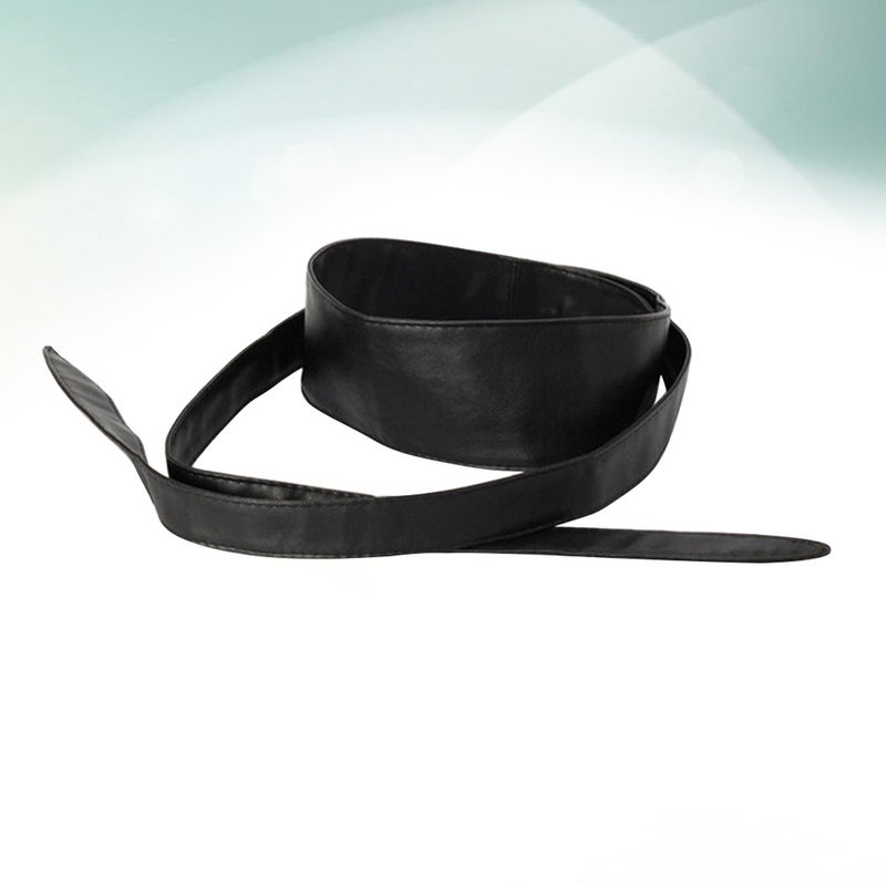 1PC Double Waist Belt PU Bowknot Tie Waist Belt for Dress Skirt Clothes Decoration (Black) - Image 1