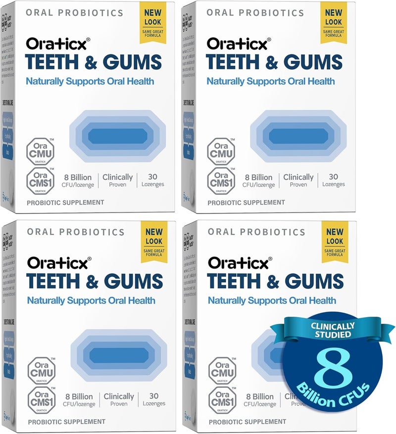OraTicx Teeth  Gums Dental Probiotic 8 Billion CFU  Naturally Supports Oral Health Fresh Breath and Immunity Oral Probiotic Supplement Grape Flavor 30 Lozenges 4Pack - Image 1