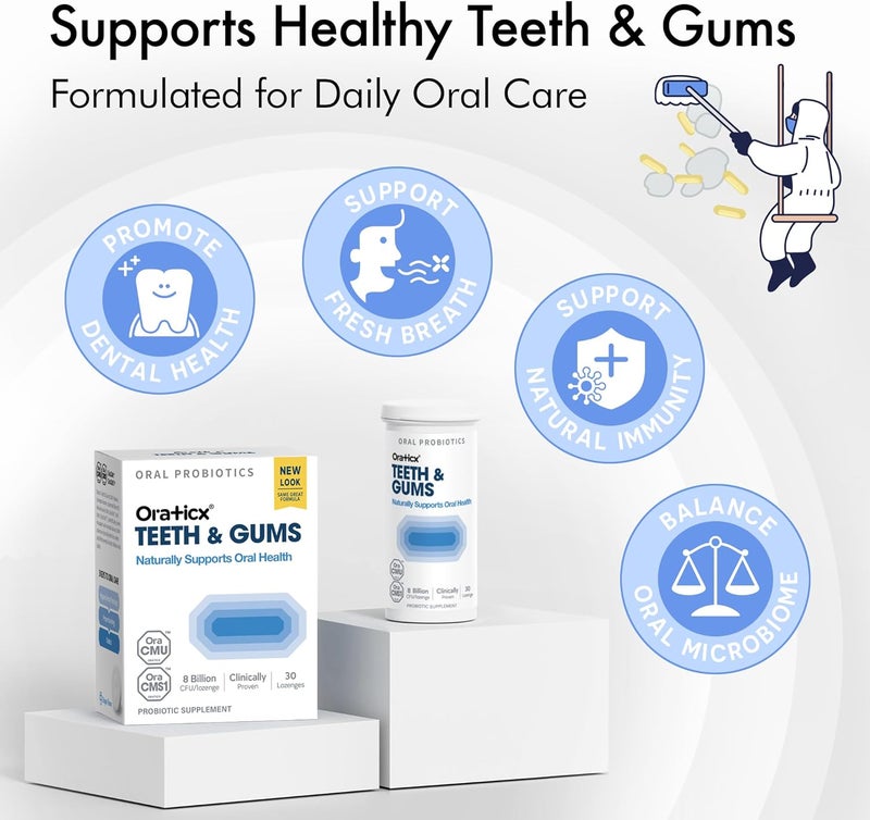 OraTicx Teeth  Gums Dental Probiotic 8 Billion CFU  Naturally Supports Oral Health Fresh Breath and Immunity Oral Probiotic Supplement Grape Flavor 30 Lozenges 4Pack - Image 3