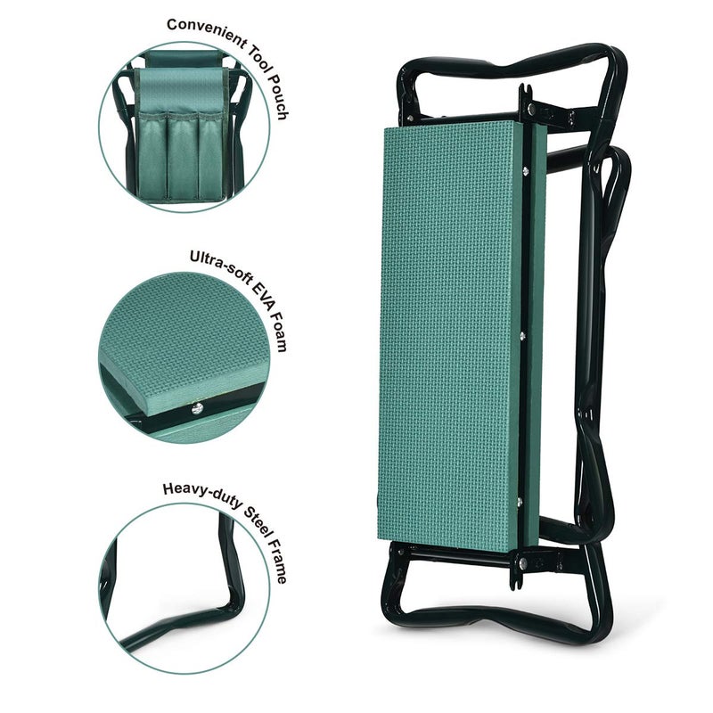 OFFICEJOY 2-in-1 Garden Kneeler & Seat, Folding Seat w/EVA Foam Kneeling Pad & Removable Tools Pouch, Sturdy Steel Frame, No Assembly, Portable Heavy Duty Garden Stool for Women & Men - Image 5