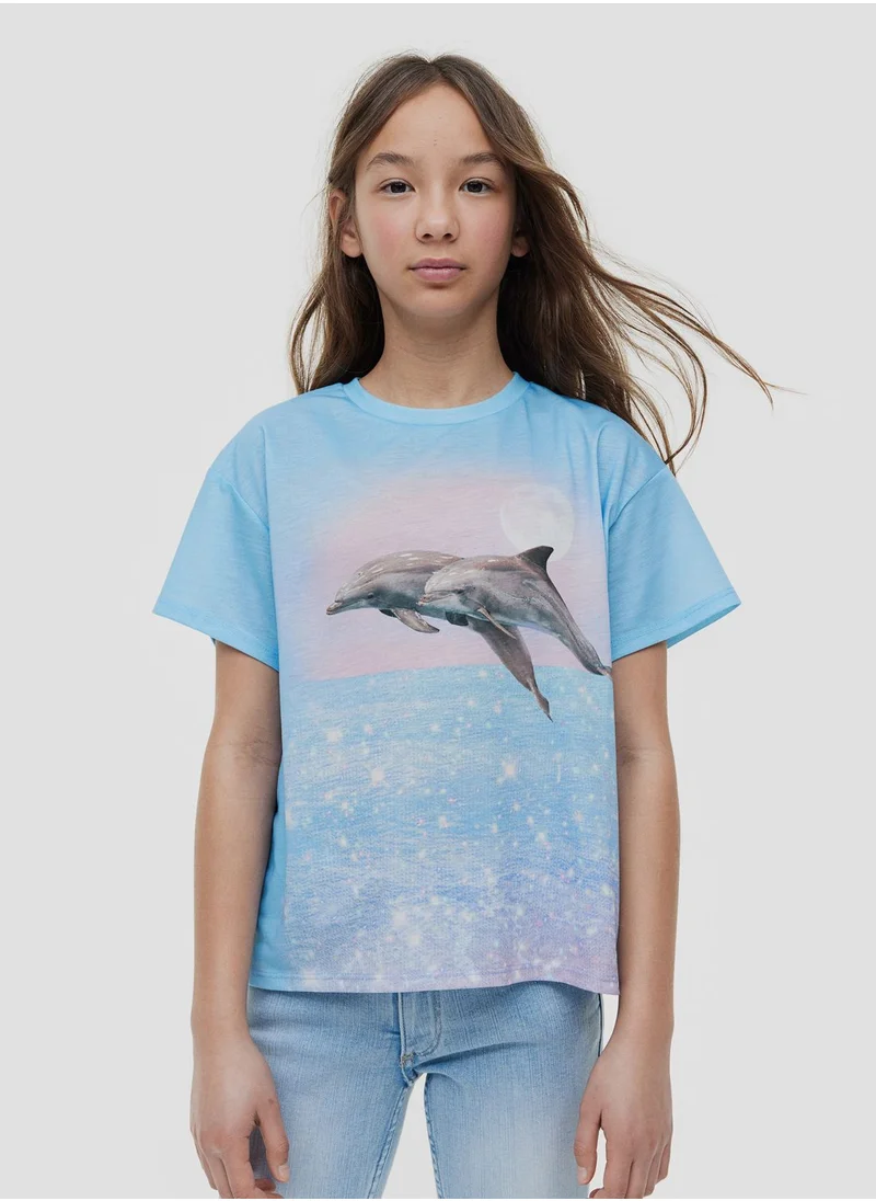 H&M Kids Dolphin Print Oversized T-Shirt