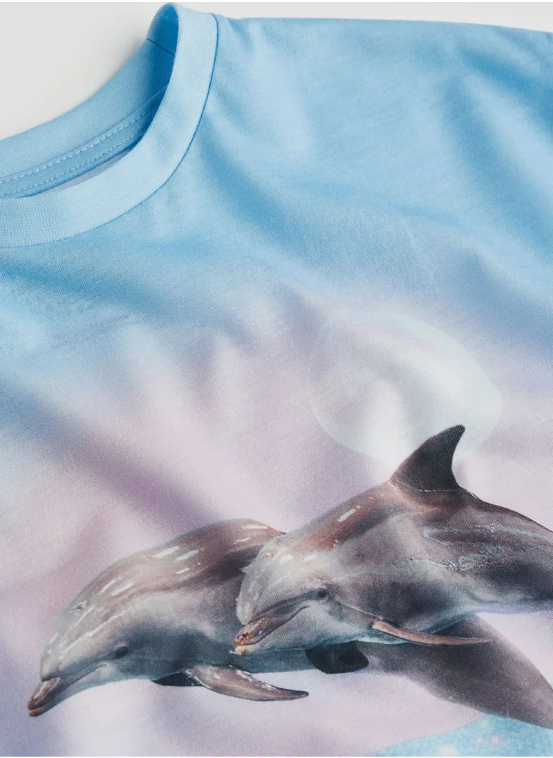 H&M Kids Dolphin Print Oversized T-Shirt