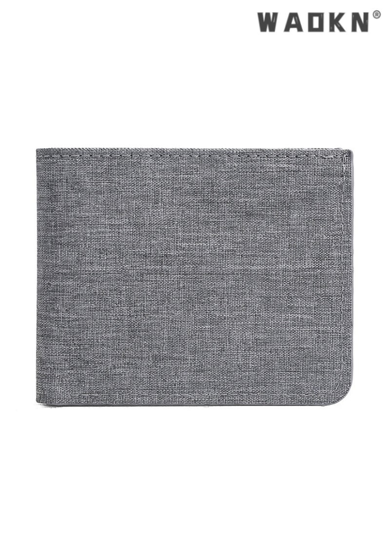 WAOKN Men's Compact Wallet,Casual Korean Style Canvas Coin Purse, Slim, Minimalist, Durable, Stylish, Student-Friendly, Horizontal Ultra-Thin Card Holder, Perfect for Everyday Use  - Image 1