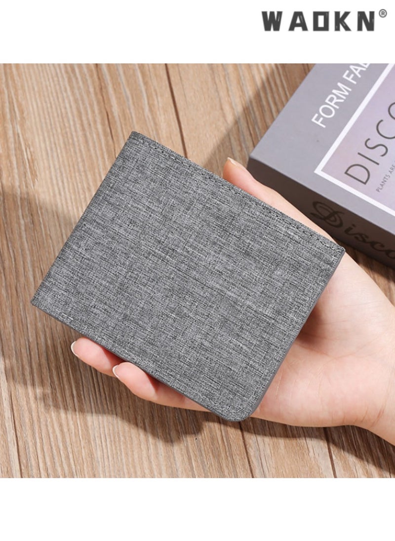 WAOKN Men's Compact Wallet,Casual Korean Style Canvas Coin Purse, Slim, Minimalist, Durable, Stylish, Student-Friendly, Horizontal Ultra-Thin Card Holder, Perfect for Everyday Use  - Image 3