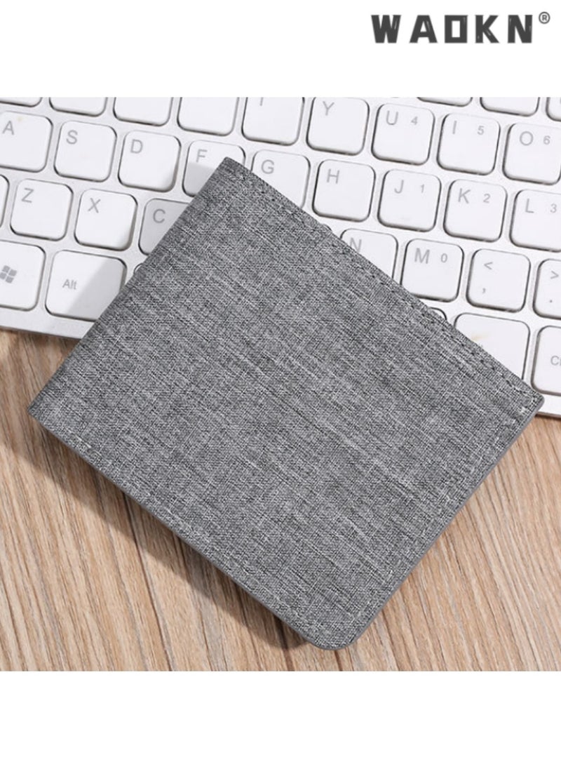 WAOKN Men's Compact Wallet,Casual Korean Style Canvas Coin Purse, Slim, Minimalist, Durable, Stylish, Student-Friendly, Horizontal Ultra-Thin Card Holder, Perfect for Everyday Use  - Image 4