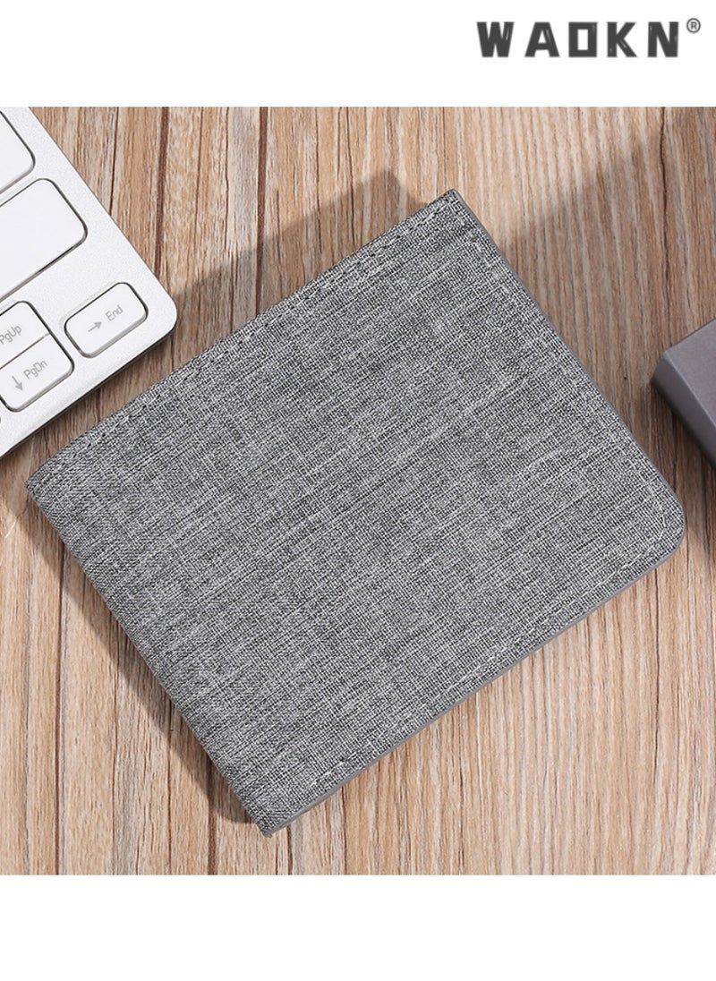 WAOKN Men's Compact Wallet,Casual Korean Style Canvas Coin Purse, Slim, Minimalist, Durable, Stylish, Student-Friendly, Horizontal Ultra-Thin Card Holder, Perfect for Everyday Use  - Image 2