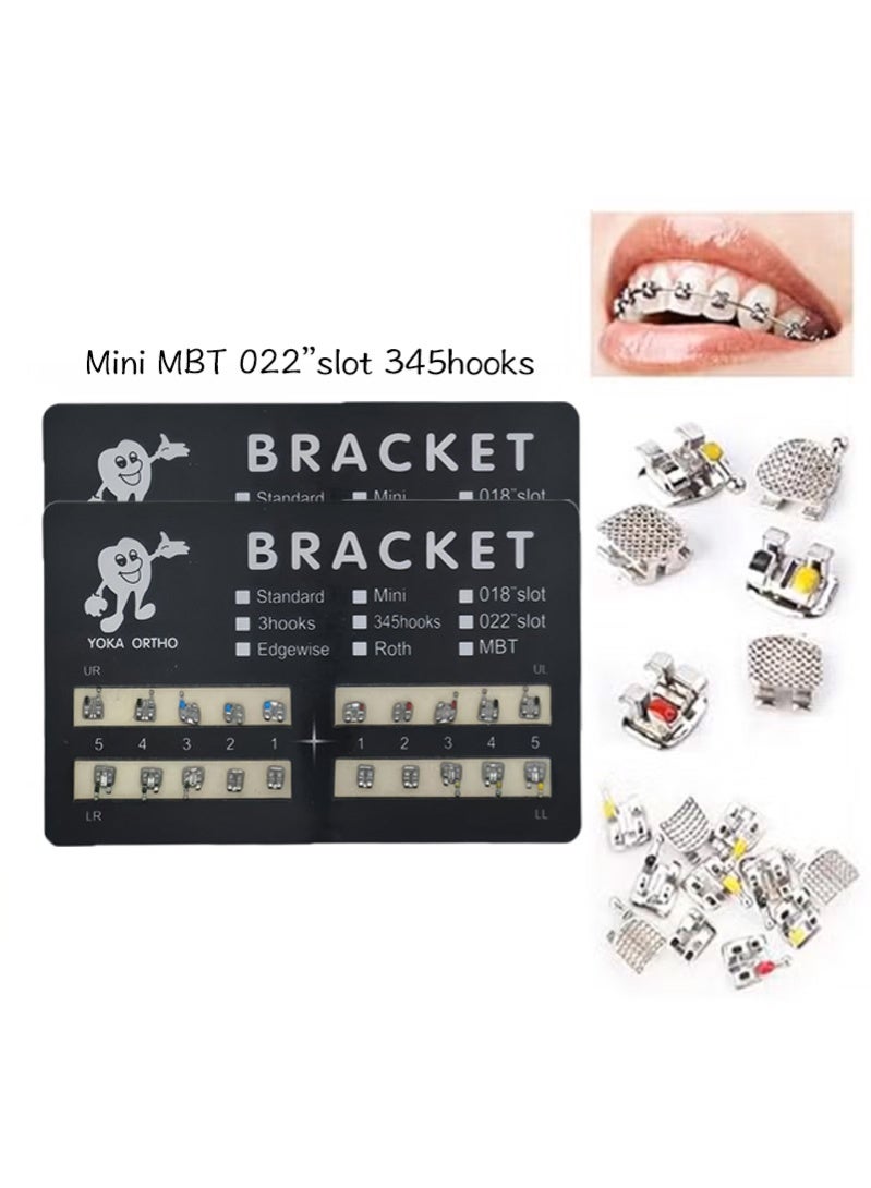 زيفانا مجموعتان من 40 قوسًا أسنانًا، قابلة للالتصاق، للجنسين، للاستخدام الداخلي، موضوع صحة الأسنان، للتثبيت على الحائط، بدون إطار، من الفولاذ المقاوم للصدأ (Mini MBT 0.22 Slot 345 Hooks) - Image 1
