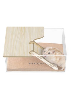 BUCATSTATE Hamster Sand Bath Container With Ladder  Acrylic Shower And Digging Room Litter Box For Mice Lemming Gerbils Small Animal (Rectangle Shaped)  - Image 1