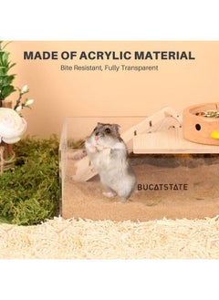 BUCATSTATE Hamster Sand Bath Container With Ladder  Acrylic Shower And Digging Room Litter Box For Mice Lemming Gerbils Small Animal (Rectangle Shaped)  - Image 5