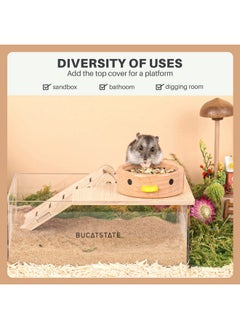 BUCATSTATE Hamster Sand Bath Container With Ladder  Acrylic Shower And Digging Room Litter Box For Mice Lemming Gerbils Small Animal (Rectangle Shaped)  - Image 3