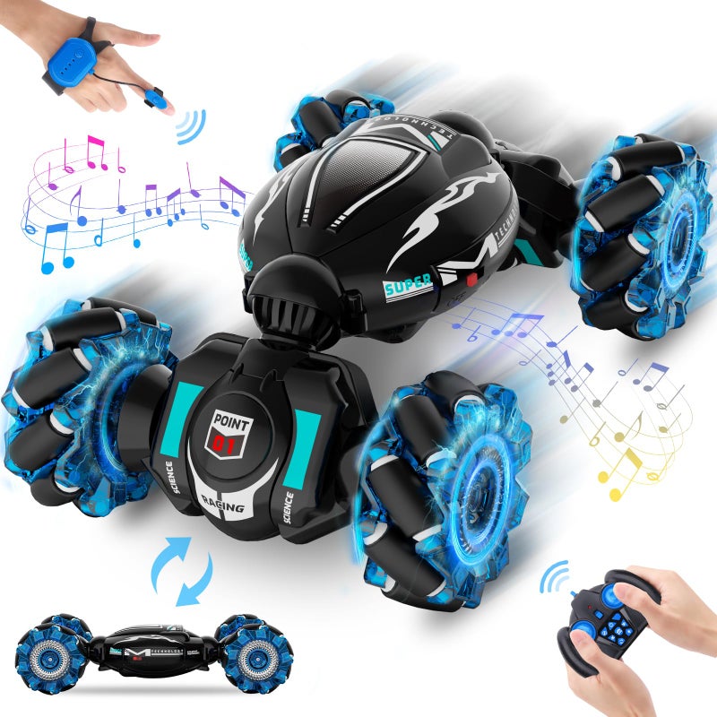 Fosgoit RC Cars, Gesture Sensing Stunt Car Toys for Boys Girls 6-12 Year Old, 2.4Ghz 4WD Hand Remote Control Toy 360° Rotate Transform Off-Road Drift with Lights Music, Birthday Xmas Gifts for Kids - Image 1