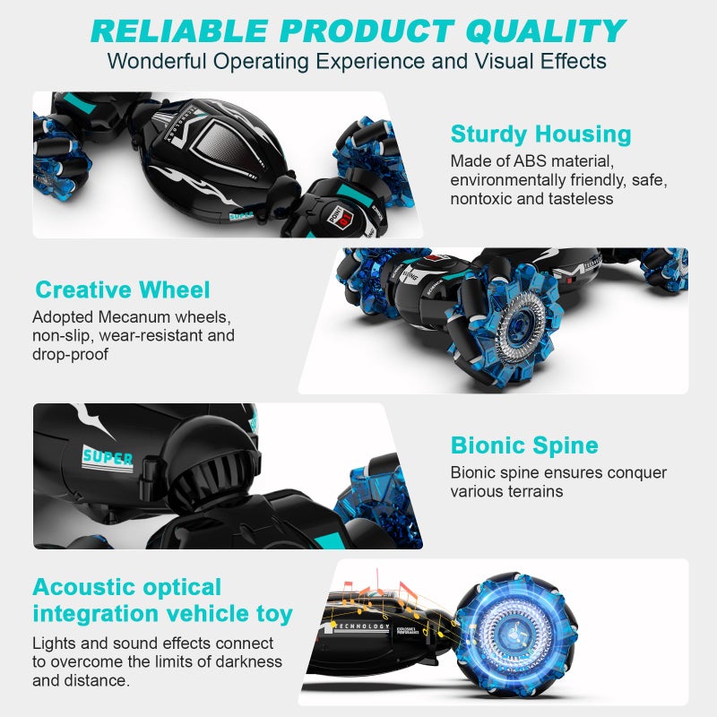 Fosgoit RC Cars, Gesture Sensing Stunt Car Toys for Boys Girls 6-12 Year Old, 2.4Ghz 4WD Hand Remote Control Toy 360° Rotate Transform Off-Road Drift with Lights Music, Birthday Xmas Gifts for Kids - Image 5
