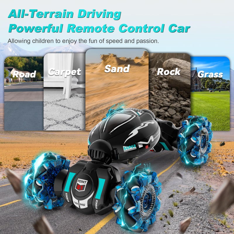 Fosgoit RC Cars, Gesture Sensing Stunt Car Toys for Boys Girls 6-12 Year Old, 2.4Ghz 4WD Hand Remote Control Toy 360° Rotate Transform Off-Road Drift with Lights Music, Birthday Xmas Gifts for Kids - Image 4