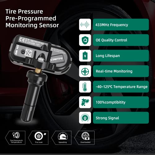 CDWTPS Tire Pressure Monitor Sensors, 434MHz, Compatible with 2014-2021 Dodge RAM Jeep Cherokee, Replace#68249197AA - Image 3