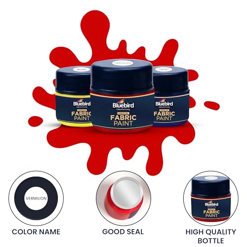 BLUEBIRD Fabric Paint Set, Independence Day Primary Colors, 6 x 25 ML, Red, White, Blue and More Permanent Fabric Paints for Clothes - Image 4