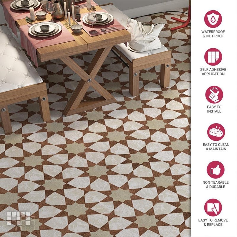 MOSAICOWALL Mosaicowall DIY Peel and Stick Floor Tiles Wall Tiles for Kitchen Living Dining Room Matte Flooring Tile FST0366 X 6 Inches Pack of 12  - Image 3