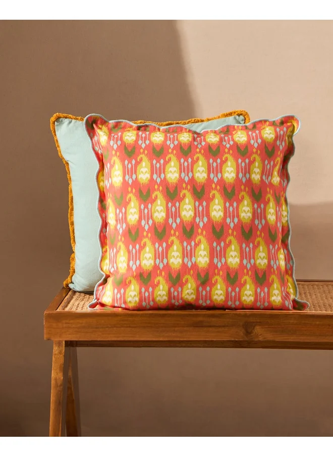 تشامباك Chumbak Ikat Paisley Cushion Cover, 20" | Throw Pillow Covers 20x20 Inch Soft Solid Decorative Square Set Cushion Covers for Spring Couch Sofa Bedroom