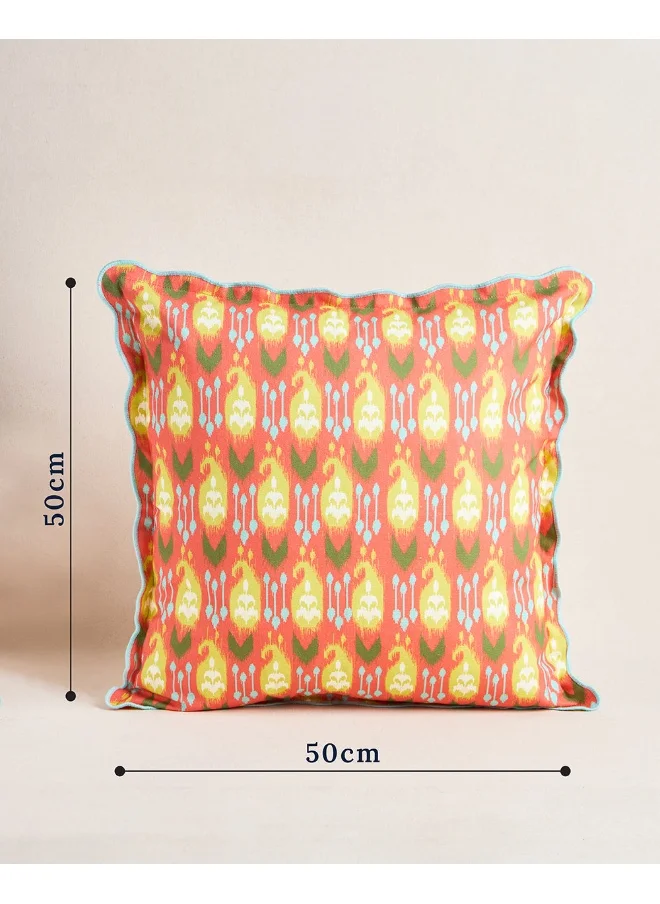 تشامباك Chumbak Ikat Paisley Cushion Cover, 20" | Throw Pillow Covers 20x20 Inch Soft Solid Decorative Square Set Cushion Covers for Spring Couch Sofa Bedroom