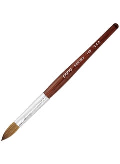 Pana Pure Kolinsky Hair Acrylic Nail Brush Oval Crimped Shape Silver Ferrule With Mahogany Wood Handle (Size 14)  - Image 1