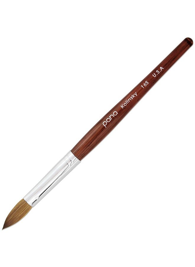 Pana Pure Kolinsky Hair Acrylic Nail Brush Oval Crimped Shape Silver Ferrule With Mahogany Wood Handle (Size 14) - Image 1