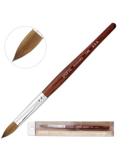 Pana Pure Kolinsky Hair Acrylic Nail Brush Oval Crimped Shape Silver Ferrule With Mahogany Wood Handle (Size 14)  - Image 3