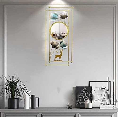 Abhsant Wall Mirrors Decorative for Living Room Decorative Wall Mirror Metal 3DMetal Ginkgo Leaf & Deer DesignWall Decor Mirror for Bedroom Living Room Bathroom Vanity - Image 3