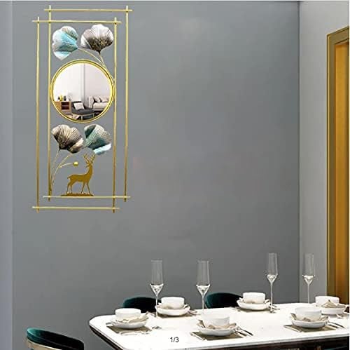 Abhsant Wall Mirrors Decorative for Living Room Decorative Wall Mirror Metal 3DMetal Ginkgo Leaf & Deer DesignWall Decor Mirror for Bedroom Living Room Bathroom Vanity - Image 4