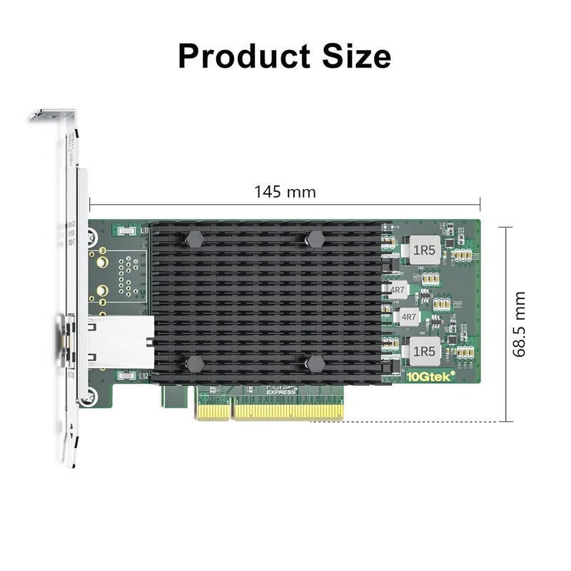 10جتيك بطاقة شبكة 10Gb PCI-E NIC، منفذ نحاسي واحد RJ45، مع وحدة تحكم Intel X540-BT1، محول إيثرنت PCI Express يدعم Windows Server/Windows/Linux/ESX، مقارنة بـ Intel X540-T1 - Image 4