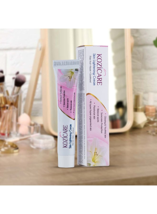 Kozicare Skin Lightening Non-Sticky Cream Lotion | Enriched with 3% Kojic Acid, 1% Alpha Arbutin, 1% Glutathione, 2% Niacinamide, 2% Vitamin C | Best for Melasma, Pigmentation, Dark/Age Spots, Uneven Skin Shade - 15gm (Pack of 4) (New Formula) - Image 5