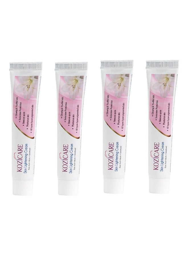 Kozicare Skin Lightening Non-Sticky Cream Lotion | Enriched with 3% Kojic Acid, 1% Alpha Arbutin, 1% Glutathione, 2% Niacinamide, 2% Vitamin C | Best for Melasma, Pigmentation, Dark/Age Spots, Uneven Skin Shade - 15gm (Pack of 4) (New Formula) - Image 1