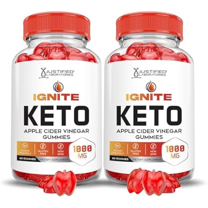 Justified Laboratories (2 Pack Ignite Keto ACV Gummies Advanced 1000MG Ignite Keto Gummies Formula Apple Cider Vinegar Formulated with Pomegranate Beet Juice Powder B12 Vegan Non GMO 120 Gummys - Image 1