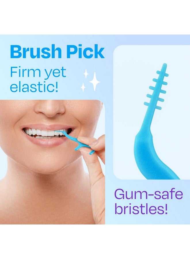 Trueocity Dental Flossers Brush Picks 4 Pack w/Travel Case (200 Total Count), Dental Floss Glides Easy Between Teeth, Flosser Helps Prevent Tooth Decay & Gum Disease, Easy Grip Handle, Mint Flavored - Image 3