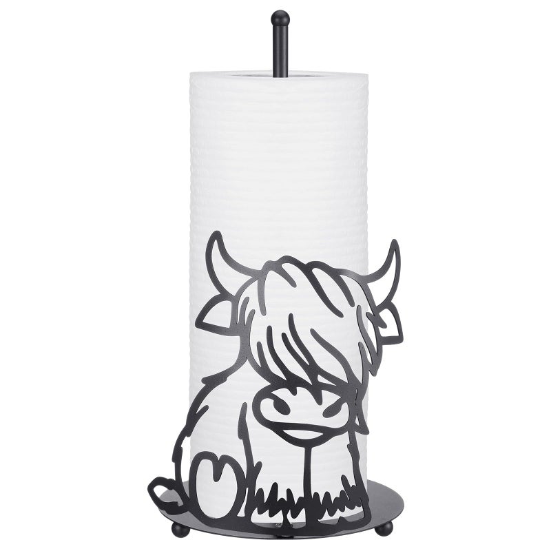 Shimeyao Highland Cow Metal Paper Towel Holder Farmhouse Highland Cow Kitchen Decor Accessories Large Metal Towel Holder Stand for Kitchen Bathroom Home Stylish - Image 2