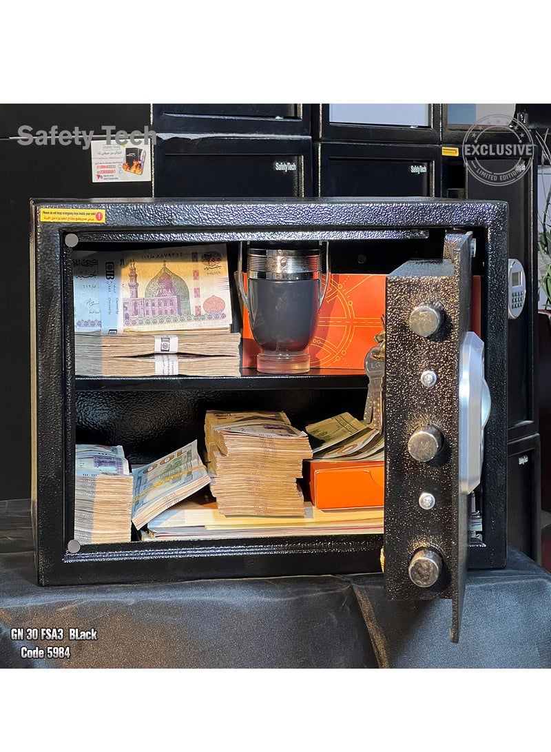 Safety Tech Home safe with biometric fingerprint and triple force system, size 30*38-30 cm - from Safety Tech - with two-factor authentication feature - Type C outlet - 5 special stands for organizing rings and keys - Image 2