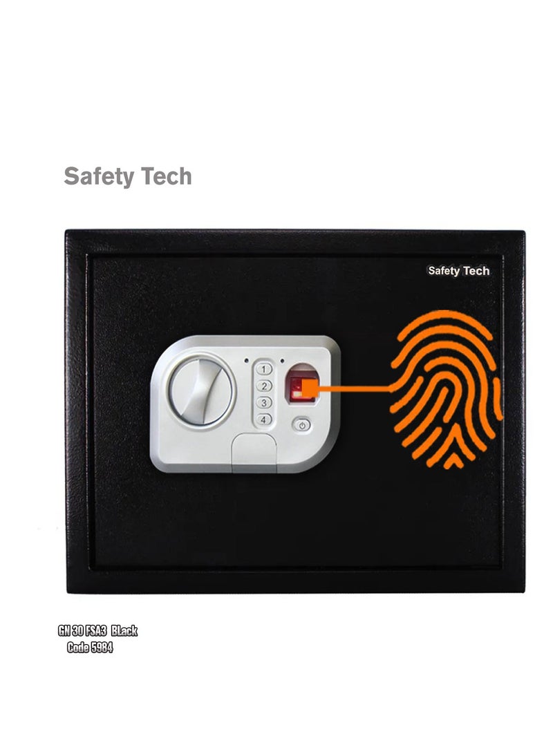 Safety Tech Home safe with biometric fingerprint and triple force system, size 30*38-30 cm - from Safety Tech - with two-factor authentication feature - Type C outlet - 5 special stands for organizing rings and keys - Image 5