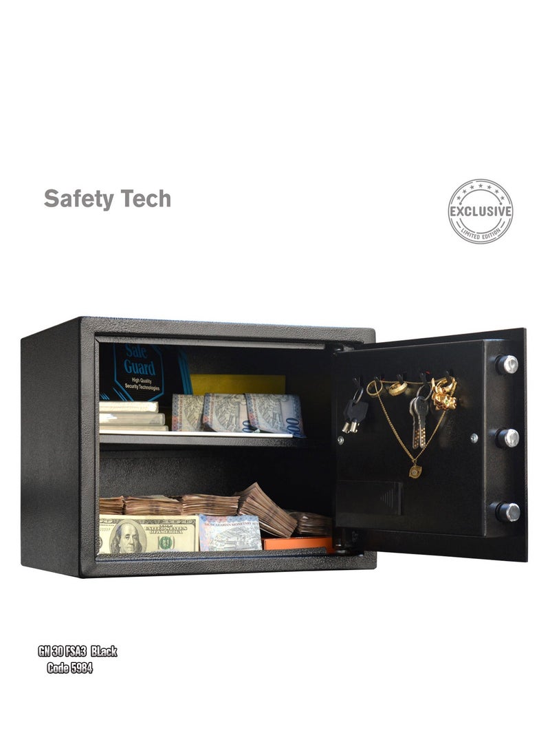 Safety Tech Home safe with biometric fingerprint and triple force system, size 30*38-30 cm - from Safety Tech - with two-factor authentication feature - Type C outlet - 5 special stands for organizing rings and keys - Image 3