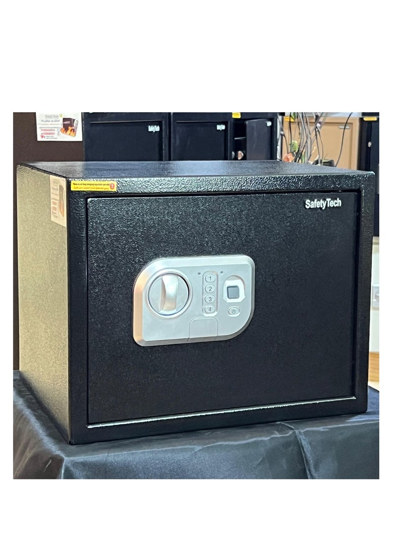 Safety Tech Home safe with biometric fingerprint and triple force system, size 30*38-30 cm - from Safety Tech - with two-factor authentication feature - Type C outlet - 5 special stands for organizing rings and keys - Image 1