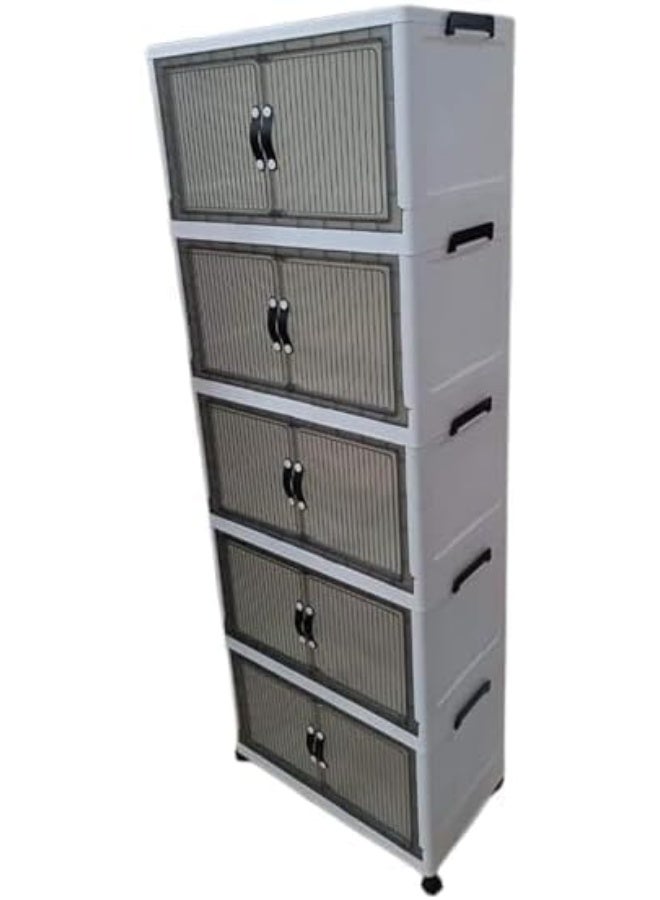 خزانة تخزين شفافة بخمسة أرفف بلاستيكية (متعددة الألوان) - Image 3