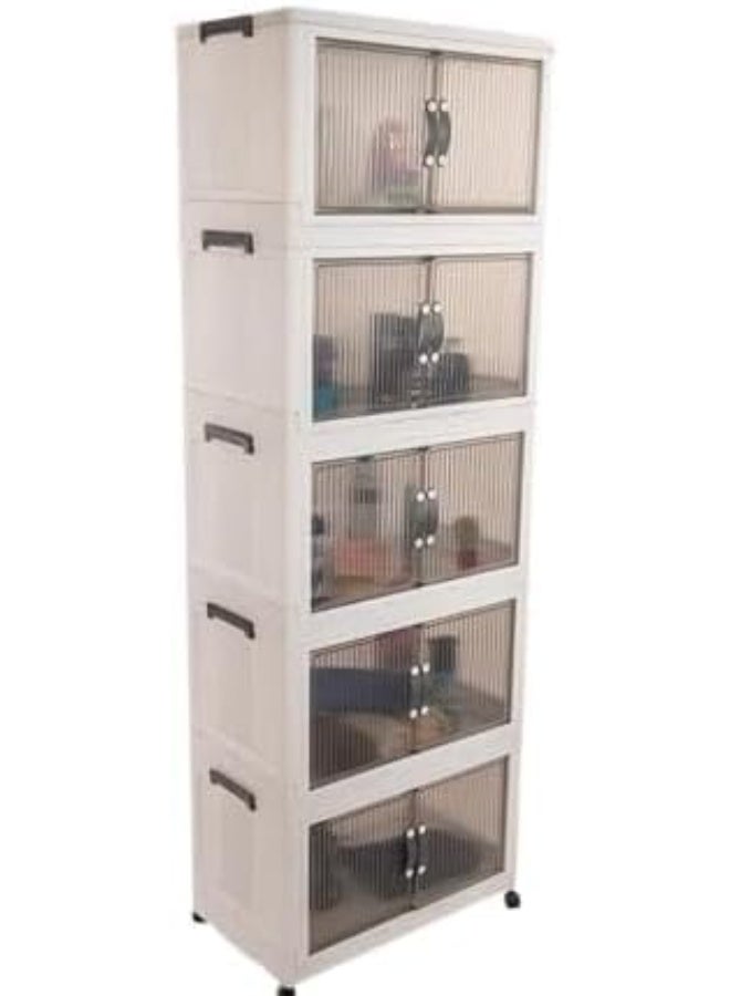 خزانة تخزين شفافة بخمسة أرفف بلاستيكية (متعددة الألوان) - Image 2