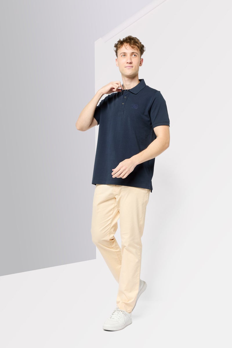 CERRUTI 1881 Men Regular Fit Embroidered Logo Short Sleeve Polo Shirt, Navy - Image 2