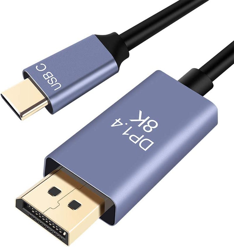 ETZIN USB C to Displayport Cable 8K 60Hz 30Hz, 4K 144Hz 120Hz Thunderbolt 3 to Displayport Cable 6.6ft USB Type C-DP 1.4 Adapter Compatible with Laptop, Projector, TV, PC and More-EPL-289TC. - Image 1