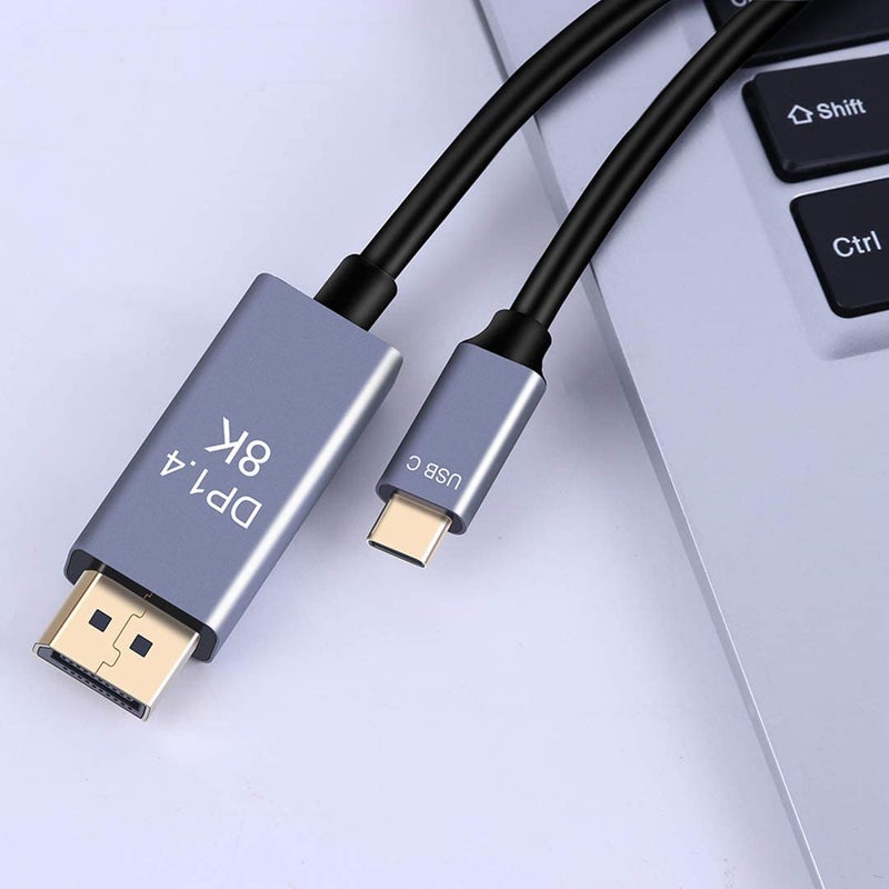 ETZIN USB C to Displayport Cable 8K 60Hz 30Hz, 4K 144Hz 120Hz Thunderbolt 3 to Displayport Cable 6.6ft USB Type C-DP 1.4 Adapter Compatible with Laptop, Projector, TV, PC and More-EPL-289TC. - Image 2
