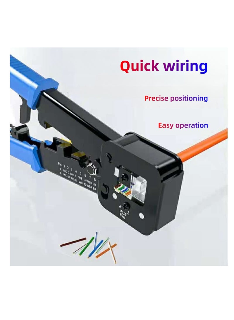 Through-Hole Cable Pliers, Multifunctional Punch-Down Crimping Tool, 6P/8P RJ45 Ethernet Cable Crimper, Compatible with Cat5/Cat5e/Cat6/Cat6a 8P Network Crystals Heads  6P Telephone Lines - Image 3