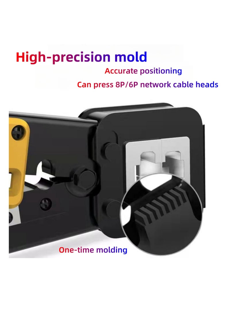 Through-Hole Cable Pliers, Multifunctional Punch-Down Crimping Tool, 6P/8P RJ45 Ethernet Cable Crimper, Compatible with Cat5/Cat5e/Cat6/Cat6a 8P Network Crystals Heads  6P Telephone Lines - Image 4